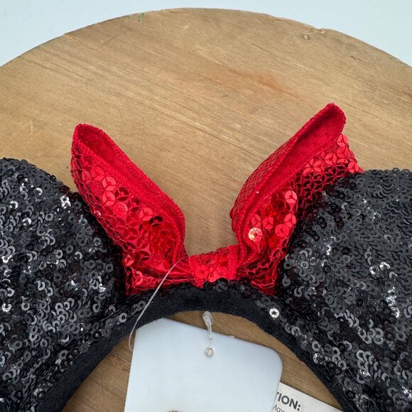 Disney Parks Minnie Mouse Classic Red Bow Black Ears Sequin Headband NEW With Ta - Picture 2 of 5